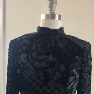 Black velvet mini dress